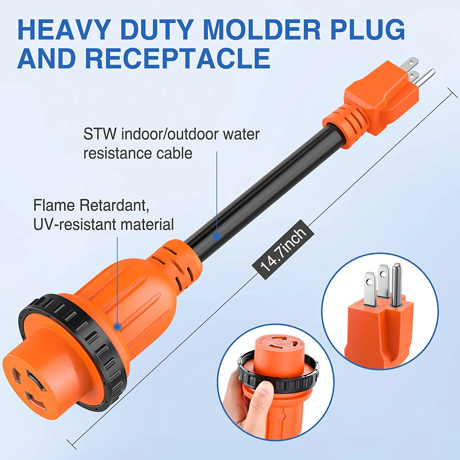15Amp to 30Amp RV Locking Adapter Cord