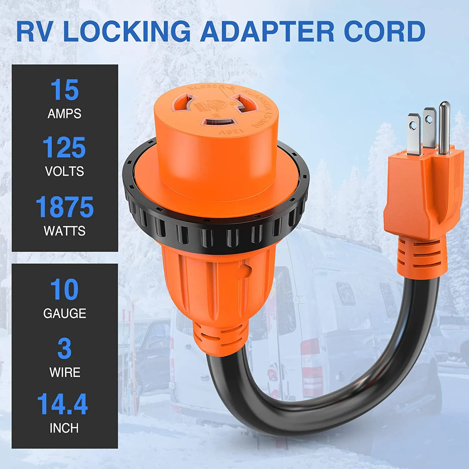 15Amp to 30Amp RV Locking Adapter Cord