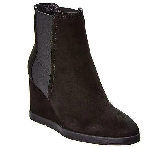 Aquatalia Women's Jaelynn Suede Wedge Weatherproof Booties Ankle Boots 10 Black