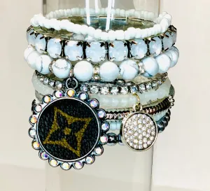 Back in stock Heavenly- Stacked Bracelet set- Black AB