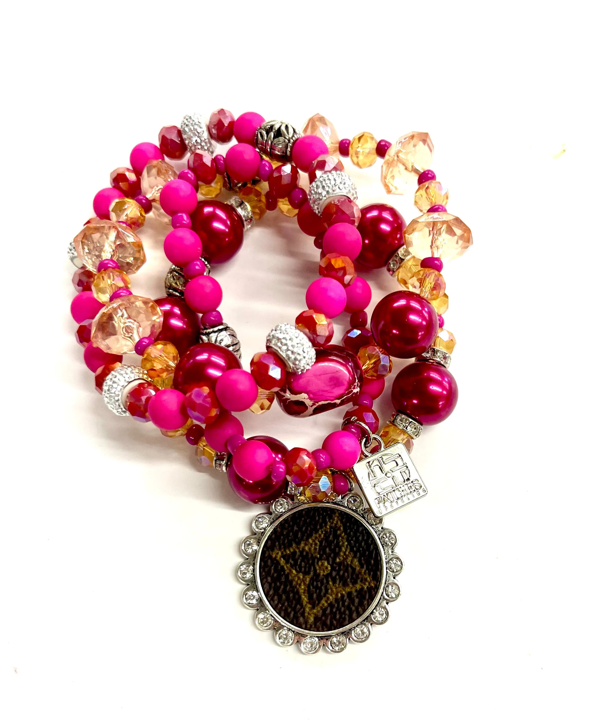 Barbie Sunset Stacked Bracelet set- Silver Clear
