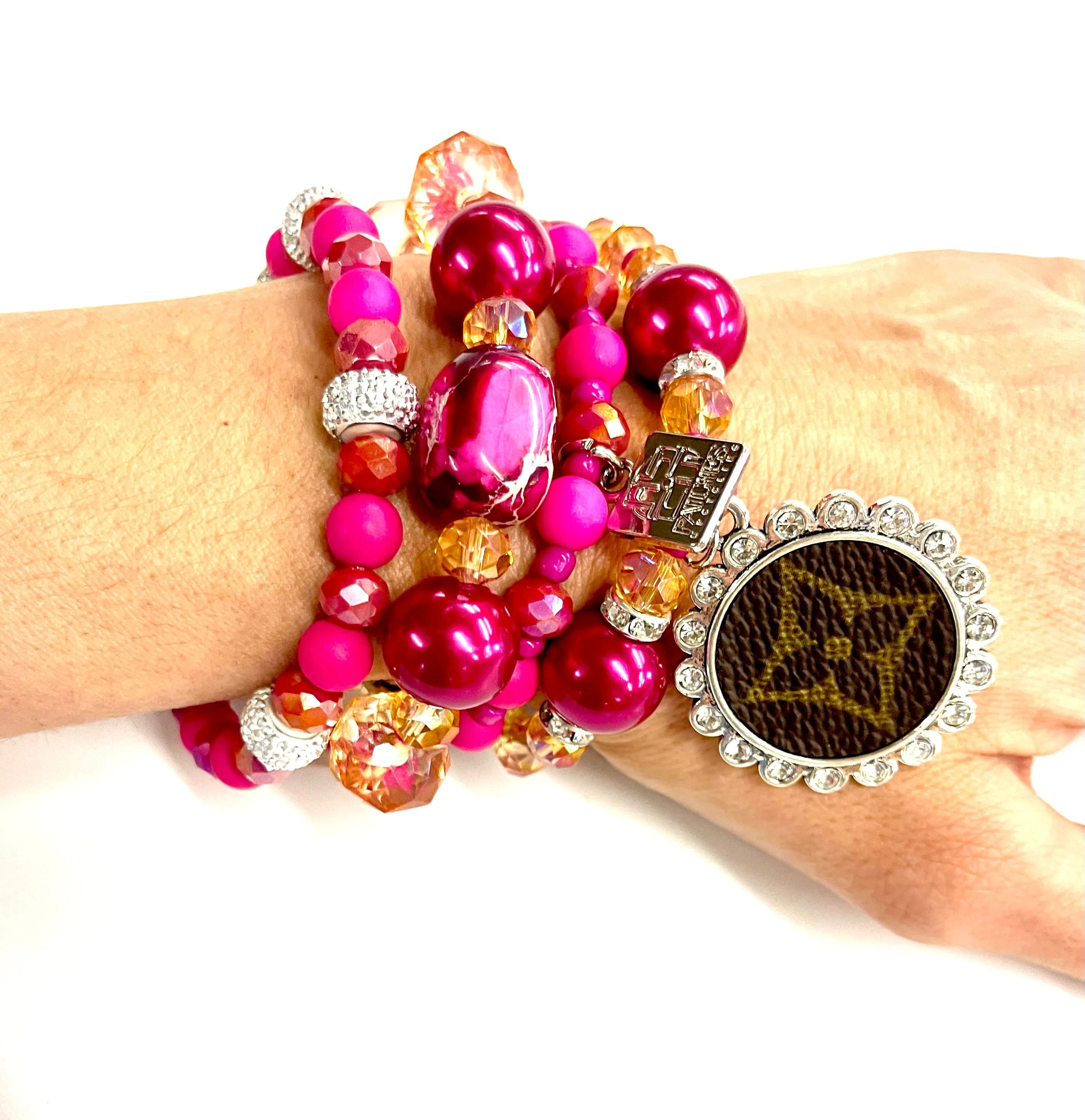 Barbie Sunset Stacked Bracelet set- Silver Clear