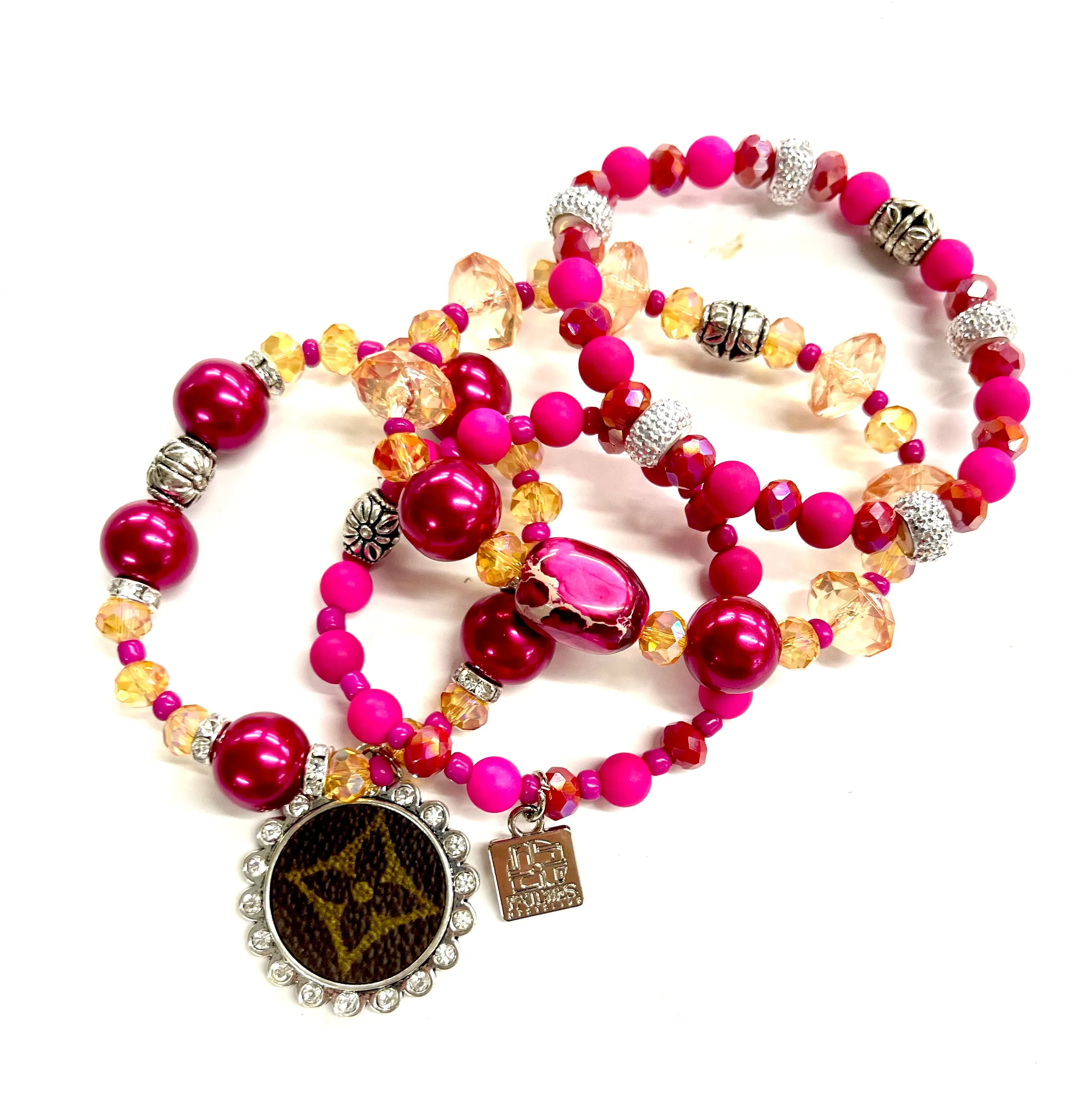 Barbie Sunset Stacked Bracelet set- Silver Clear