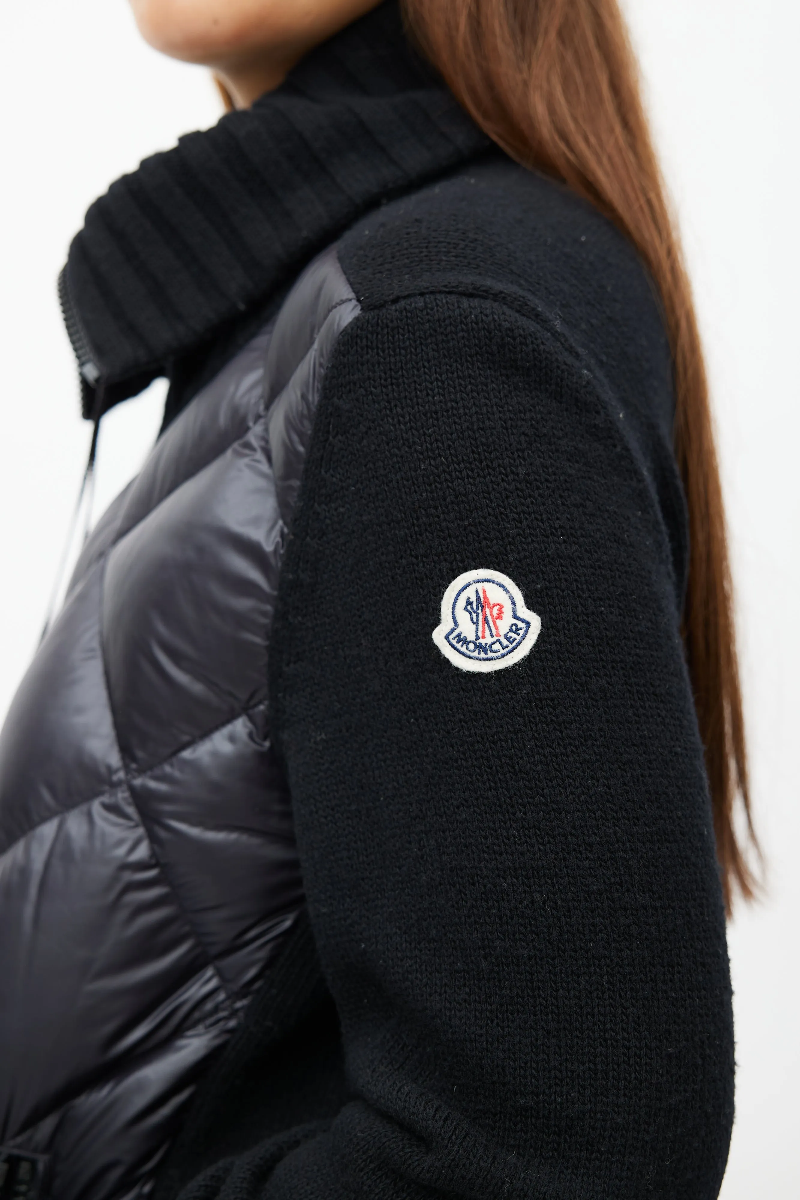 Black Knit Quilted Down Jacket