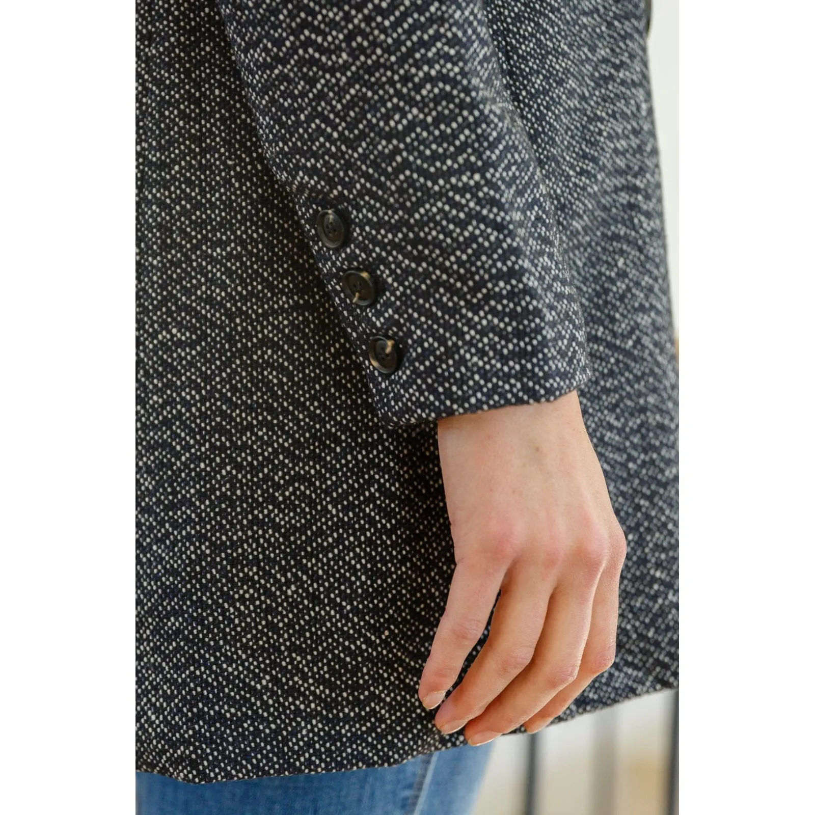 Chic Upon Arrival Button Down Blazer Jacket In Black