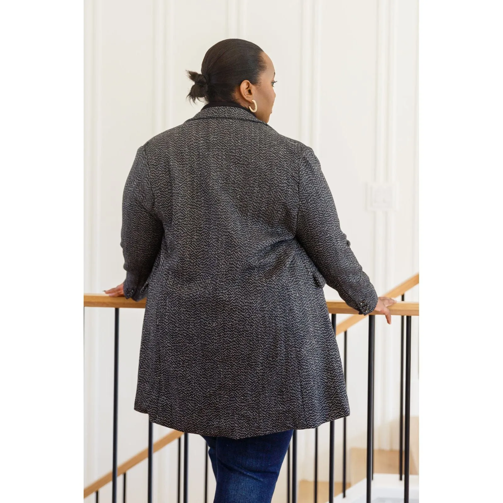 Chic Upon Arrival Button Down Blazer Jacket In Black