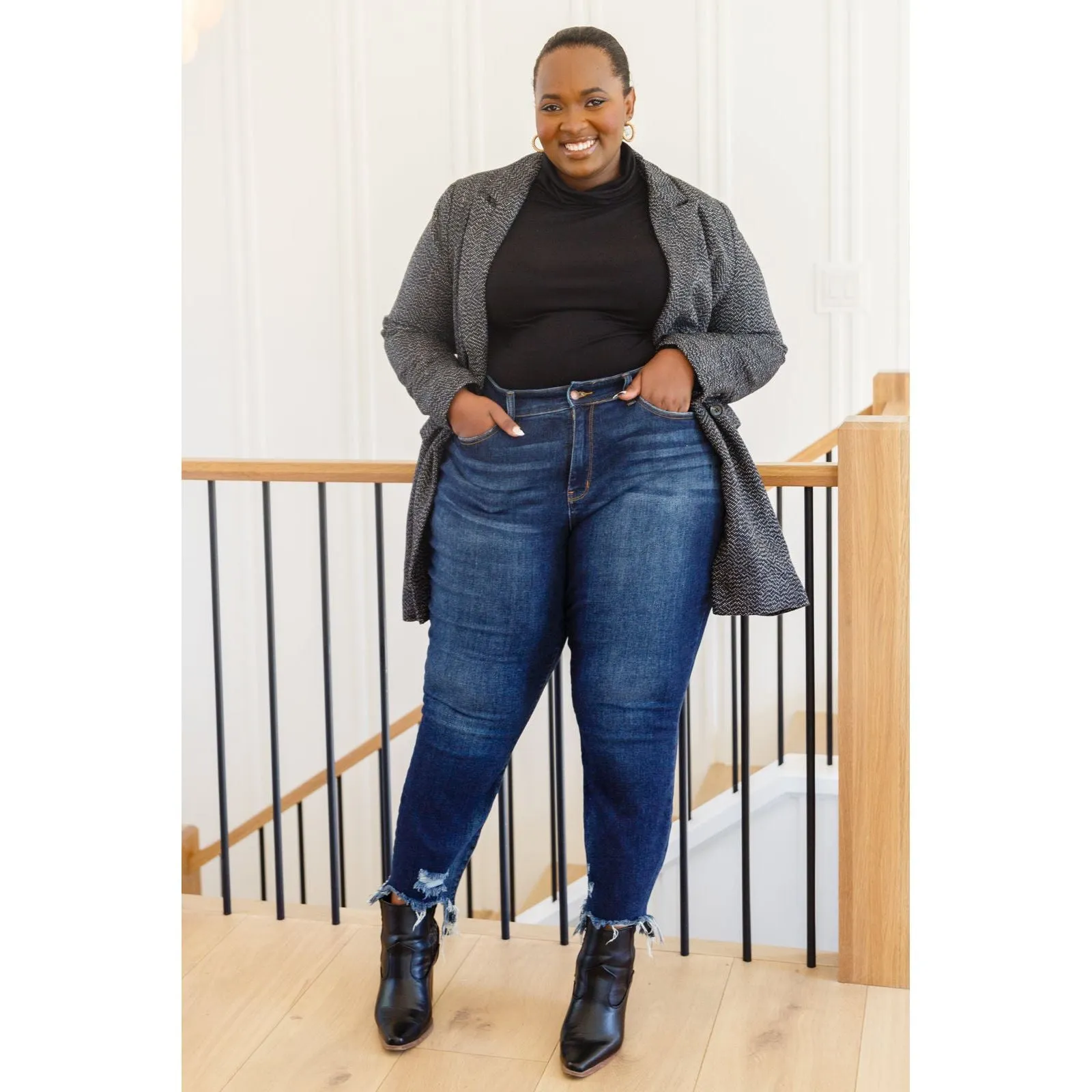 Chic Upon Arrival Button Down Blazer Jacket In Black