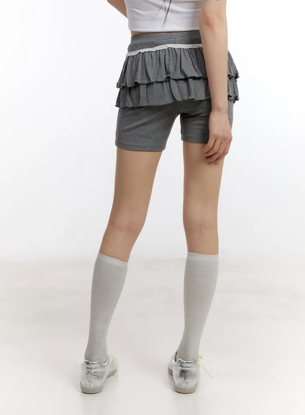 Frill Lace Layered Biker Shorts CA509