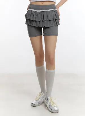 Frill Lace Layered Biker Shorts CA509