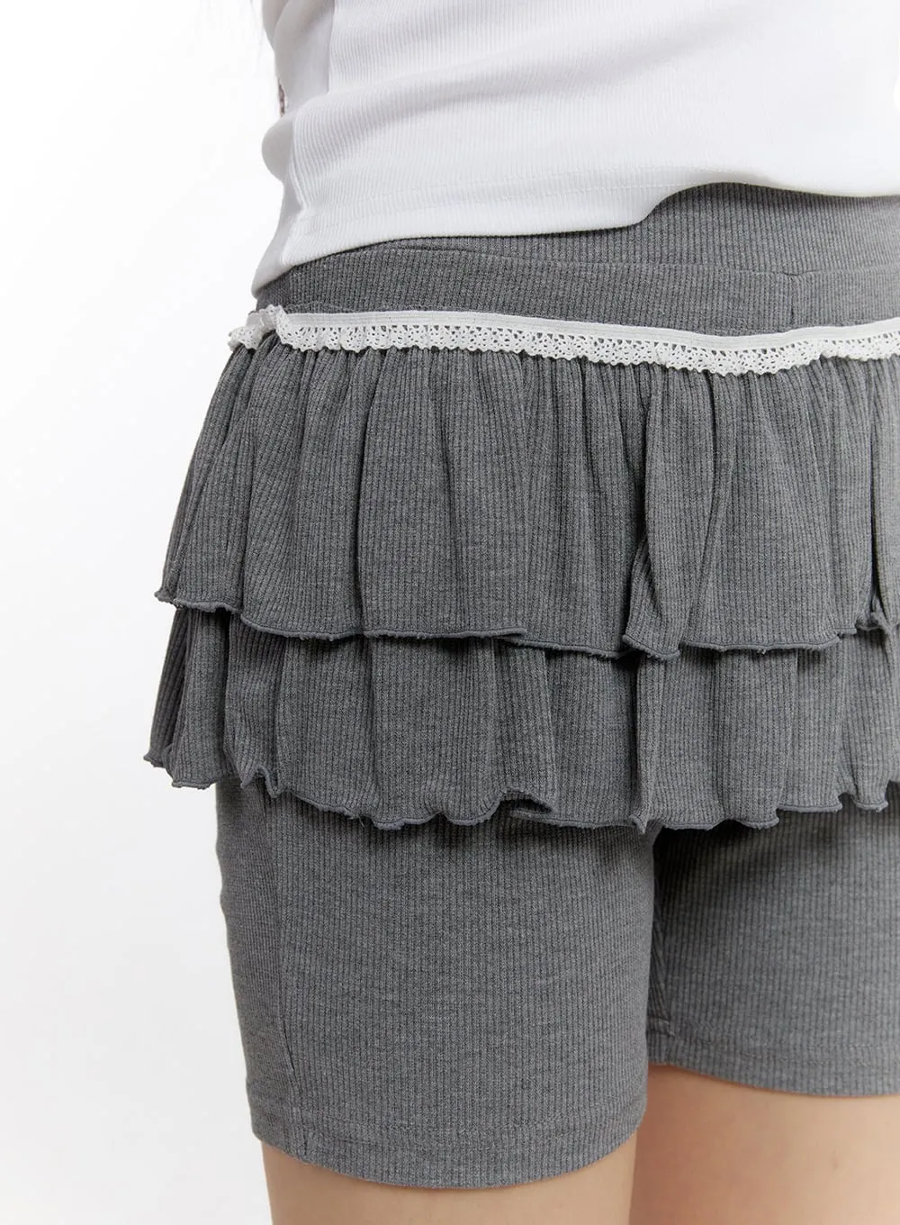 Frill Lace Layered Biker Shorts CA509