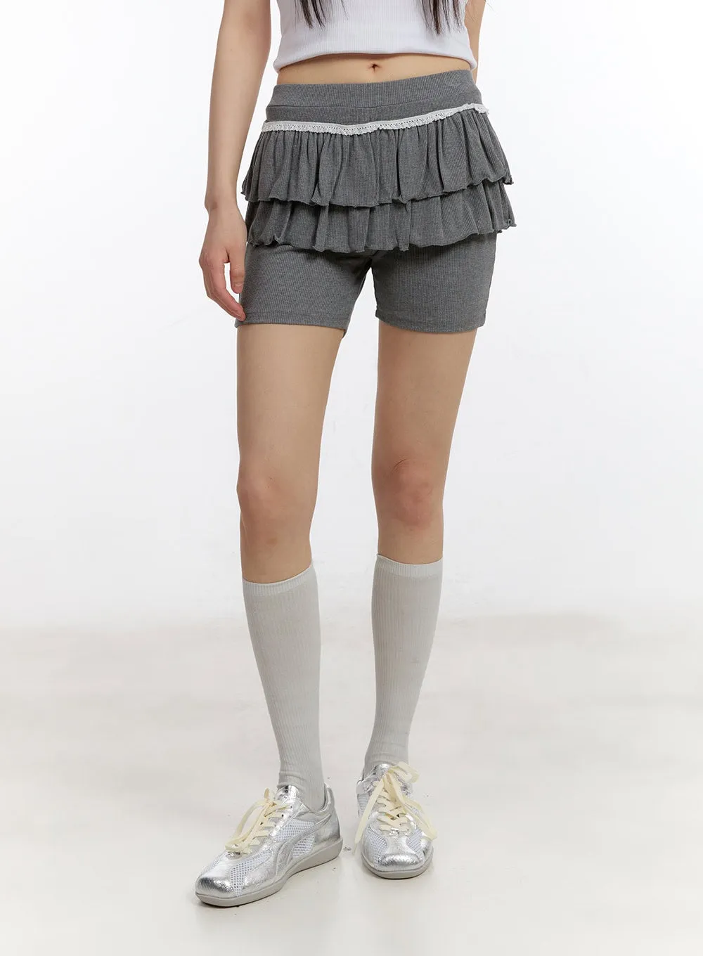 Frill Lace Layered Biker Shorts CA509