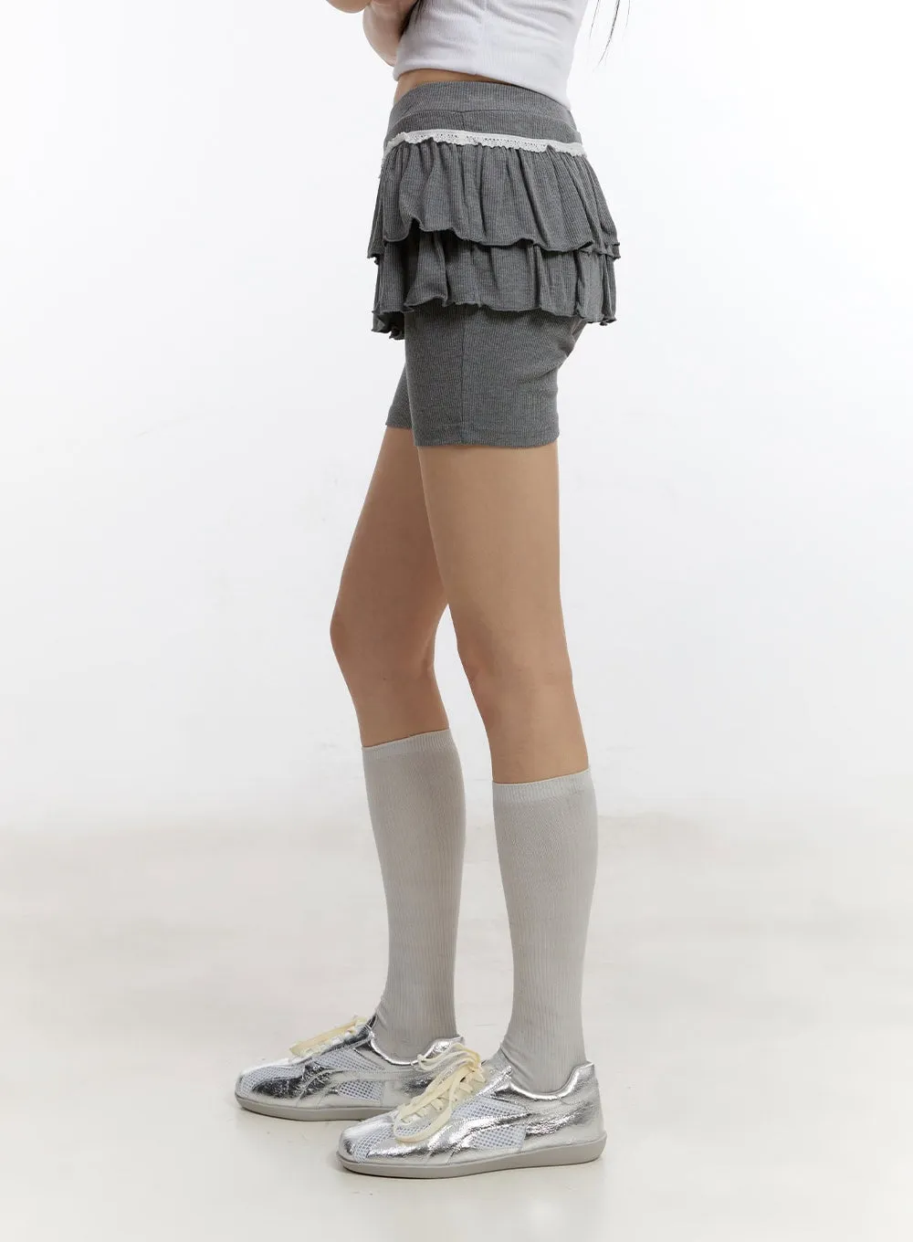 Frill Lace Layered Biker Shorts CA509