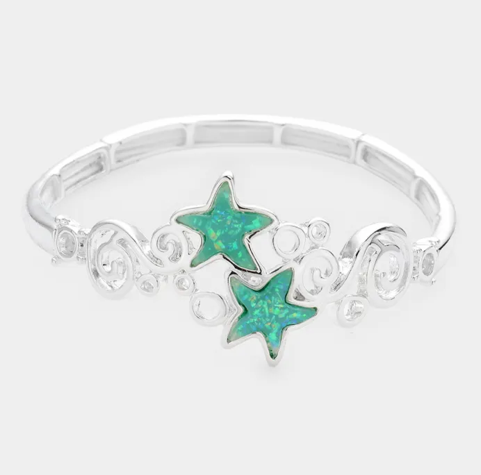 Glitter Starfish Stretch Bracelet