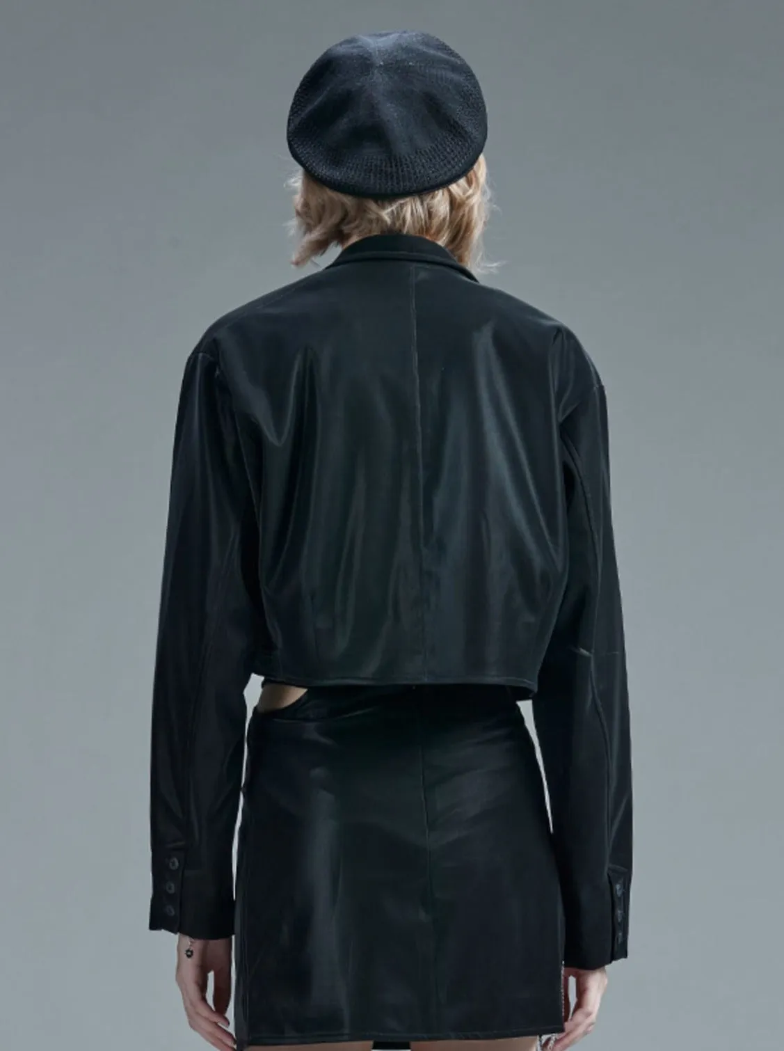 Leather Suit Jacket Short