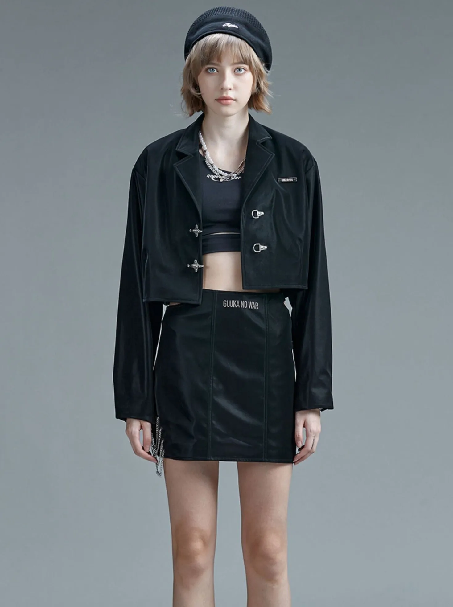 Leather Suit Jacket Short