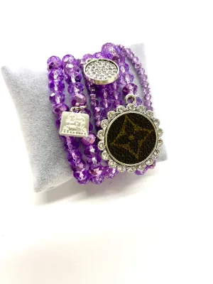 Popsicle Stacked Bracelet set- Silver Clear Circle