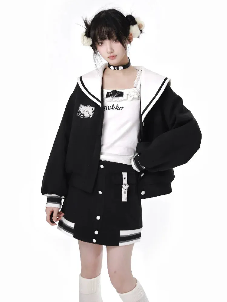 Starley Sea La Color Eradry Baseball Jacket Skirt Suit