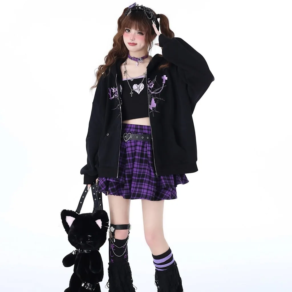 Sweet Punk Style All-match Hoodie Jacket
