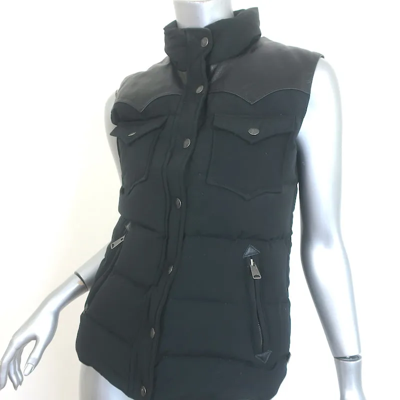Trailwear by Penfield Leather-Yoke Down Puffer Vest Black Size Extra Small