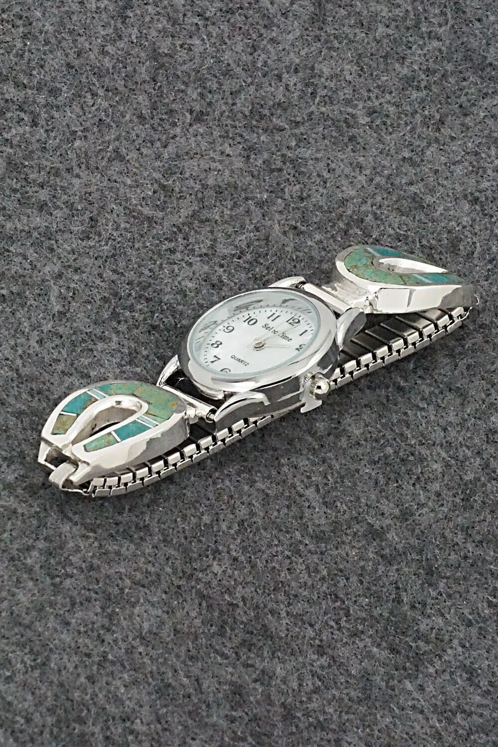 Turquoise & Sterling Silver Watch Bracelet - James Manygoats