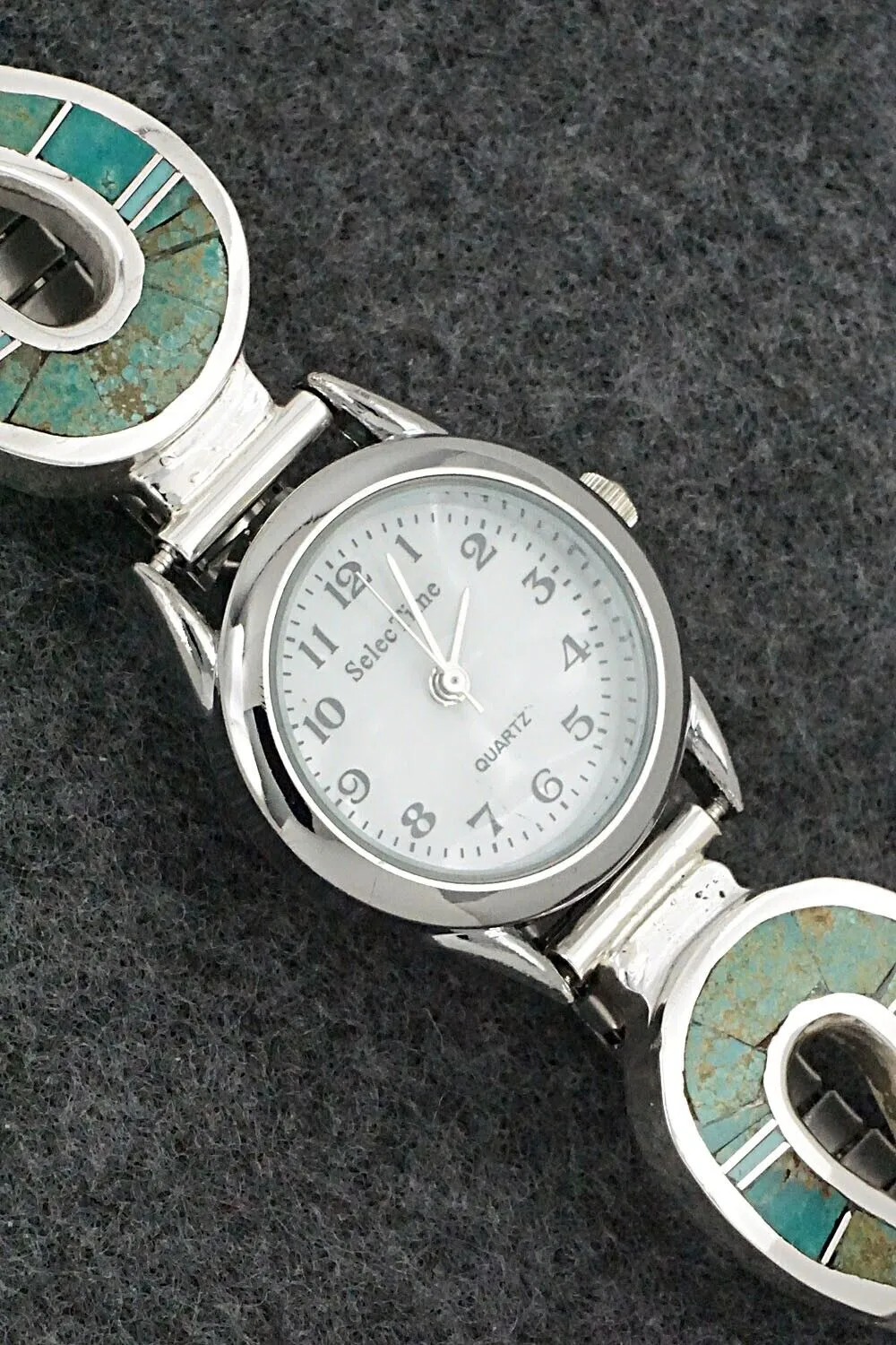 Turquoise & Sterling Silver Watch Bracelet - James Manygoats