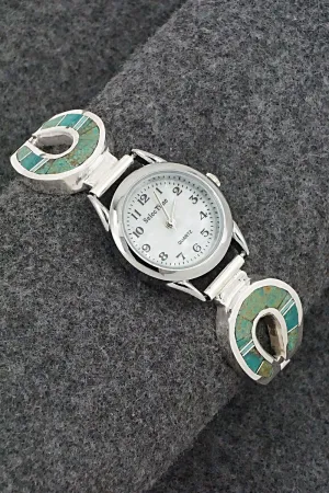 Turquoise & Sterling Silver Watch Bracelet - James Manygoats