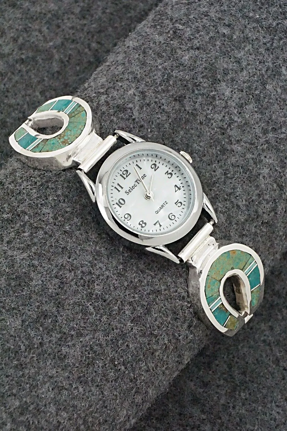 Turquoise & Sterling Silver Watch Bracelet - James Manygoats